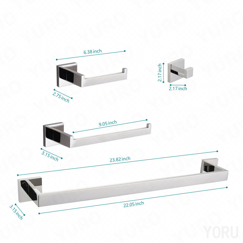 4 - Piece Bathroom Hardware Set, Chrome