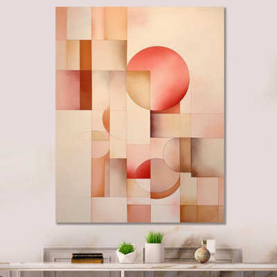 «Peach and Yellow Minimalist Harmony VII - Minimalisme», reproduction sur toile