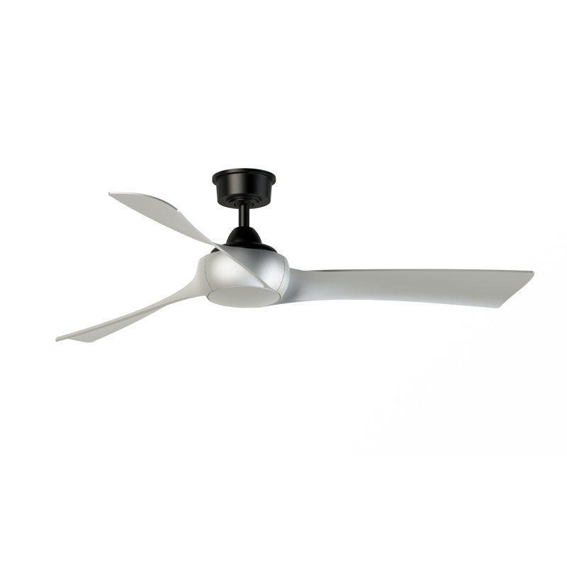Wrap Custom 56 inch Indoor/Outdoor Ceiling Fan - Black with Brushed Nickel blades, Brushed Nickel, Black