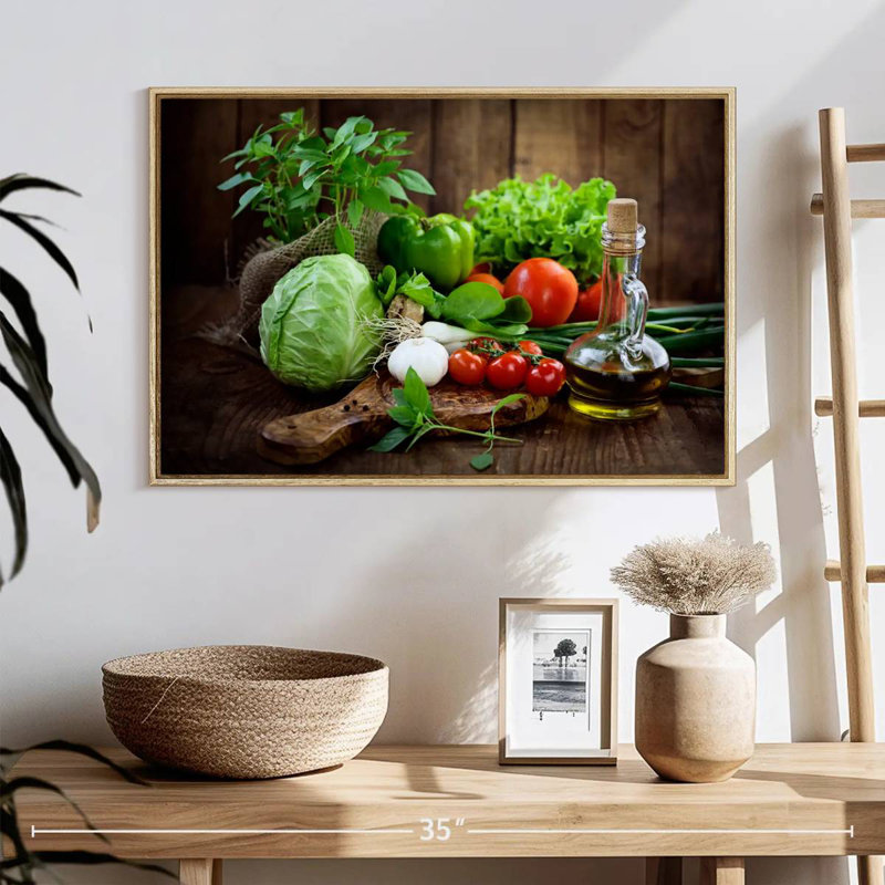 Fruits et légumes biologiques, Cadre flottant en bois naturel, 25 po x 17 po