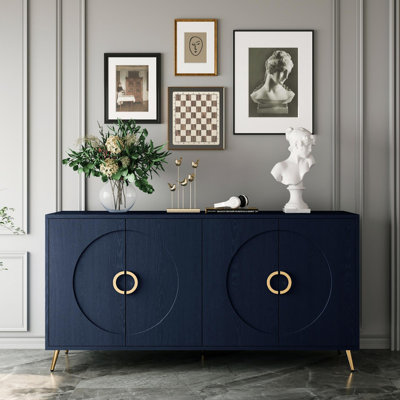 Modern Lacquered 4-Door Wooden Cabinet, Sideboard Buffet Server with Ample Storage for Living Room, Entryway, Hallway, Office, Kitchen and Dining Room by Latitude Run
