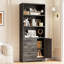 Bibliothèque moderne en bois de style moderne H 71 "avec porte et 3 tiroirs, tablettes ouvertes à 3 niveaux-1243594524