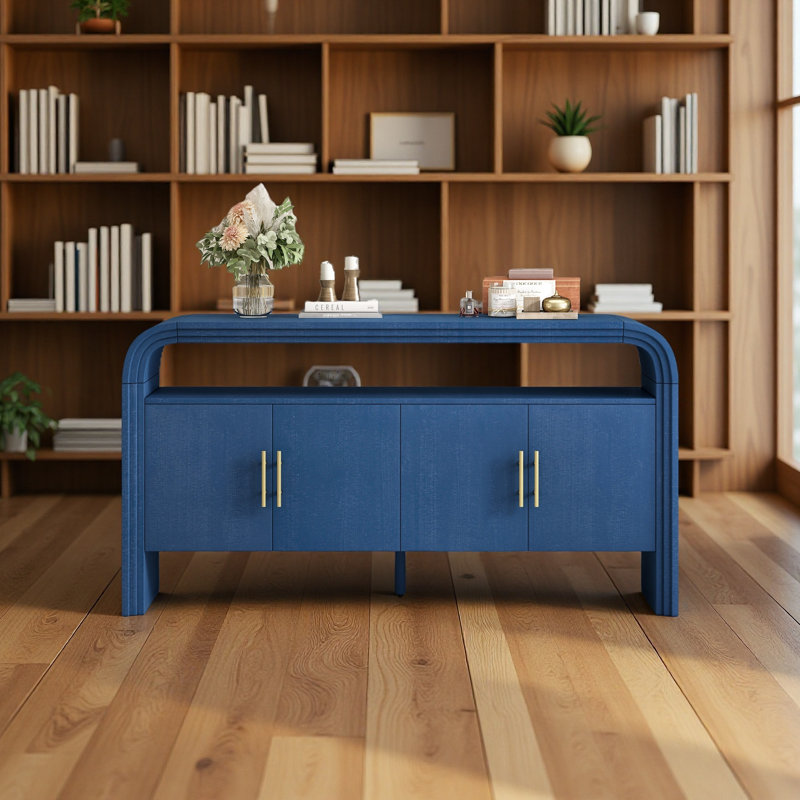 Élégant buffet avec placage de sapin traité, convenant au vestibule, Bleu