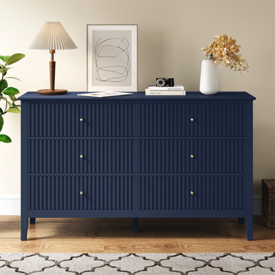 blue wood dresser Joaxswe Farmhouse 54" 7 Drawers for Bedroom, Wide Chest of Drawers w/ 4 Wooden Legs, Vintage Large Storage Dressers Organizer for Hallway, Rustic TV Stand for Living Room, Light The Empire Blue Dawn dresser chest is 100% handmade using solid Mango wood Modus Furniture Grace Eight Drawer