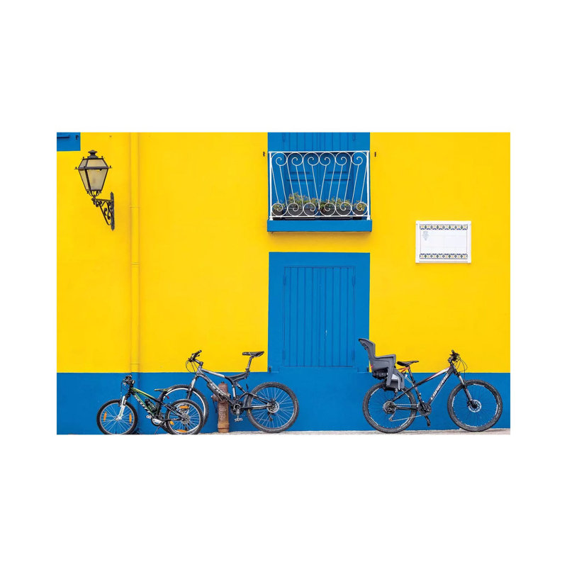 Yellow House With Blue Shutters, Windows And Doors, Aveiro, Portugal 1 Piece Wrapped Canvas Wall Art, 20.32cm H x 30.48cm W