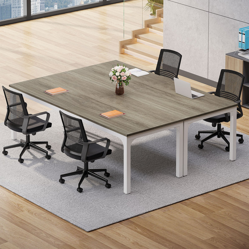 Akul Extra Long Computer Desk, Large Workstation for Home Office, Oak/White
