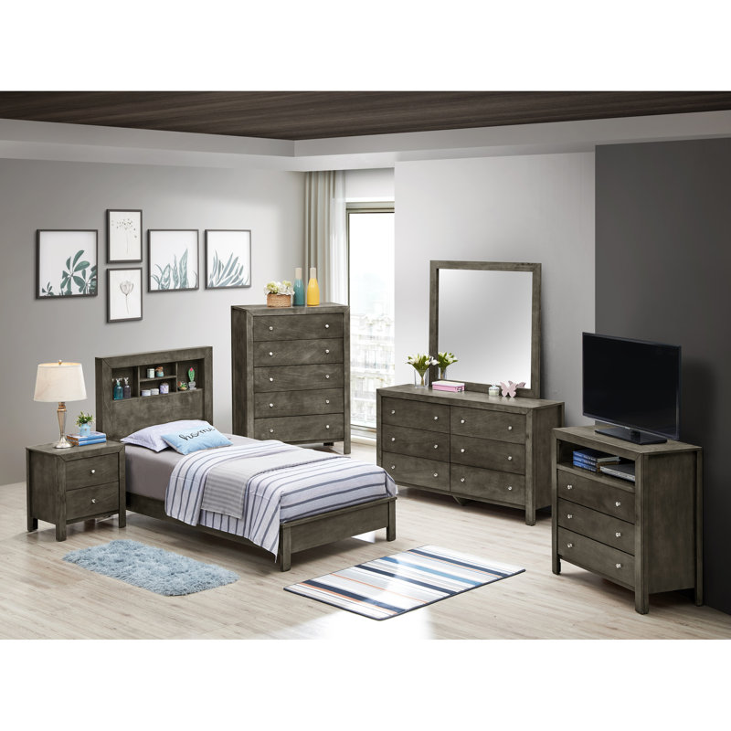 Tranquil Gray Transitional Bed For Comfort