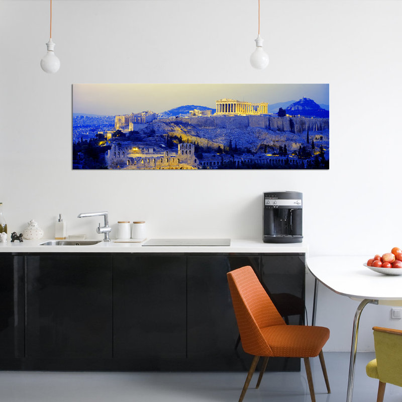 «An Illuminated Acropolis at Dusk, Athens, Grèce», reproduction de photo sur toile, H 20 po x l 60 po x P 1,5 po