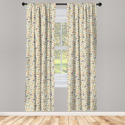 Leaves Floral Semi-Sheer Rod Pocket Curtain Panels