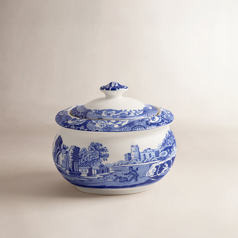 Spode Blue Italian Covered Sugar Bowl 9 Oz