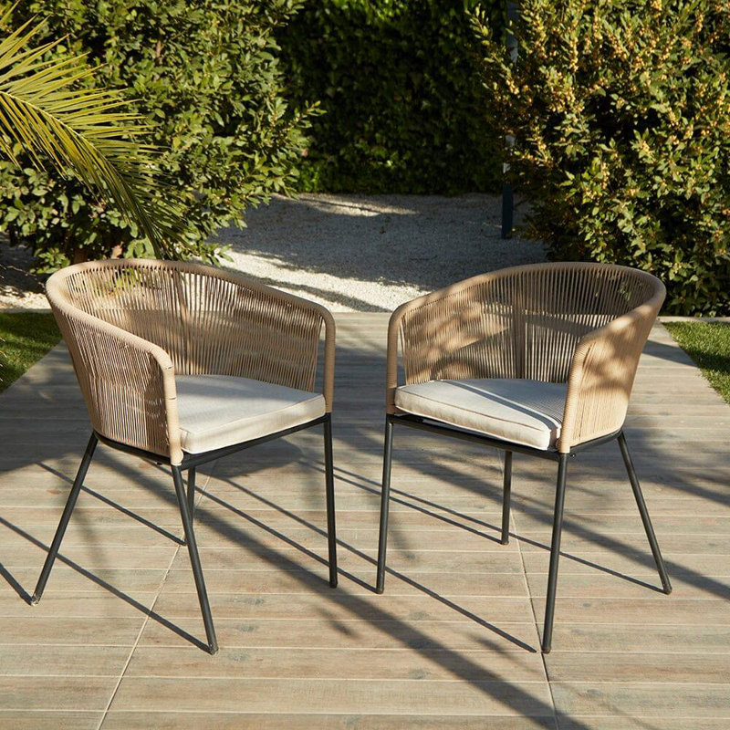 Fabiano Patio Dining Armchair with Cushion, Natural