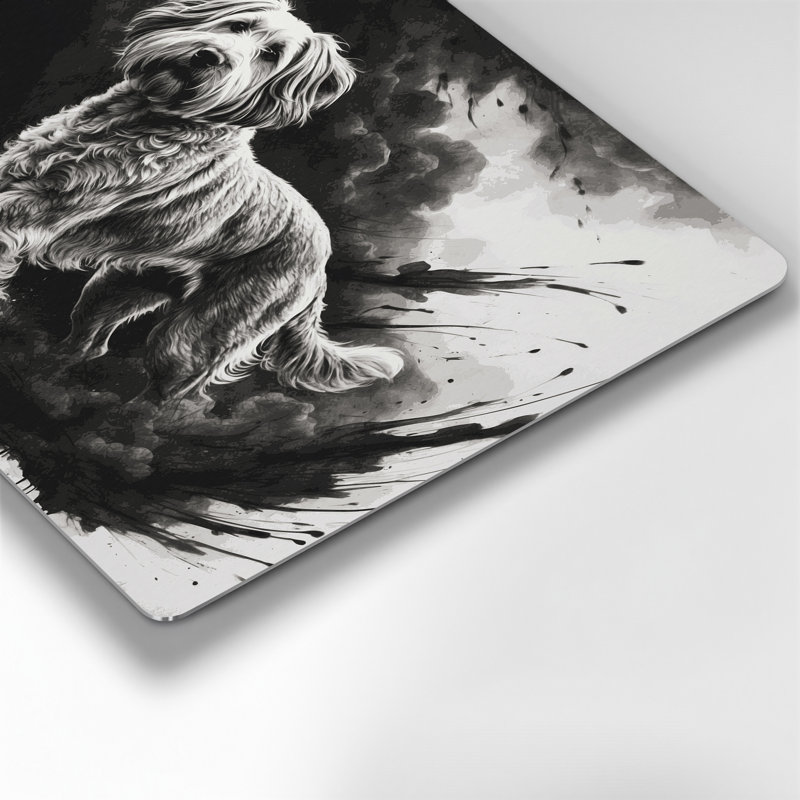«Dogs Briard», art mural en métal gris, H 11 po x l 14 po