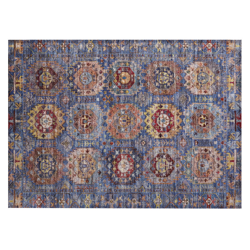 Machine Washable Indoor/Outdoor Xhevrie Denim Rug, Rectangle 1'8" x 2'6"