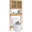 Étagère de rangement au-dessus de la toilette - Organisateur de salle de bain pratique avec portes à lattes et tablettes spacieuses réglables