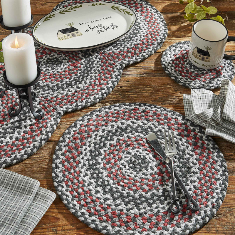 Red Barrel Studio® Braided Limestone Table Runner 15" X 34", 34" x 15"