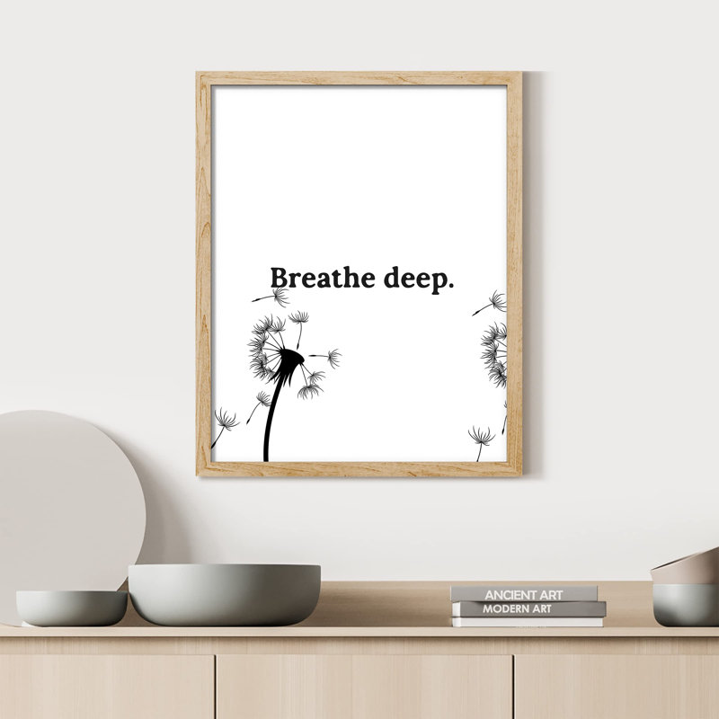 «Breathe Deep Dandelion Text» sur papier, Naturel, H 16 po x l 12 po