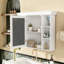 Rangement mural de luxe pour salle de bain de 35,51 po x 7,26 po et 28,5 po blanc, tablettes polyvalentes de haute qualité, réglables, charnières à fermeture douce, tablette à hauteur, poignée en métal argenté, armoire à miroir moderne,