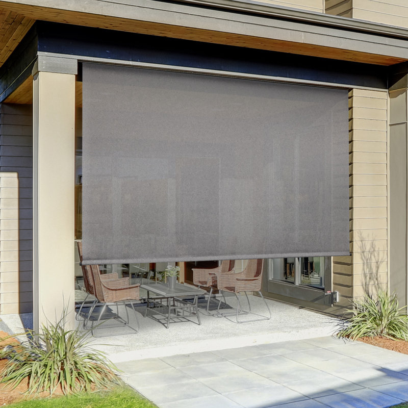 Hillhouse Semi-Sheer Outdoor Roller Shade, 96"W x 96"L, Elder