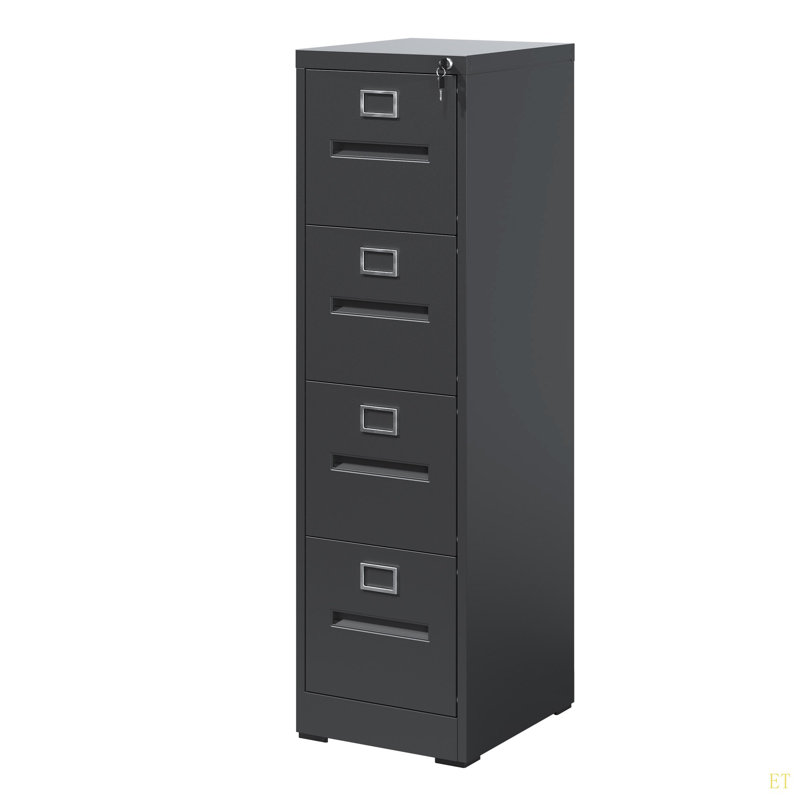 4 Drawer File Cabinet With Lock Metal Vertical File Cabinet Office Home, A4 Legal/Letter Size Narrow File Cabinet Locked,Assembly Required