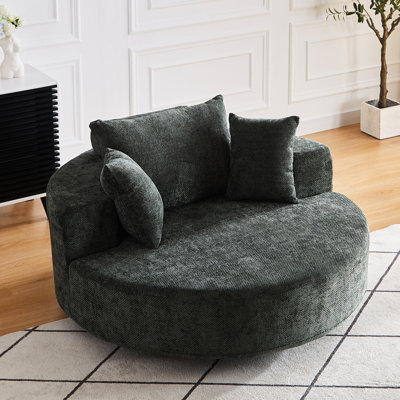 Fauteuil pivotant à 360 degrés en mousse de chenille - canapé moderne moelleux pour le salon, la chambre à coucher, le coussin de salon, la salle de rotation avec confort accru, projection avec fonction