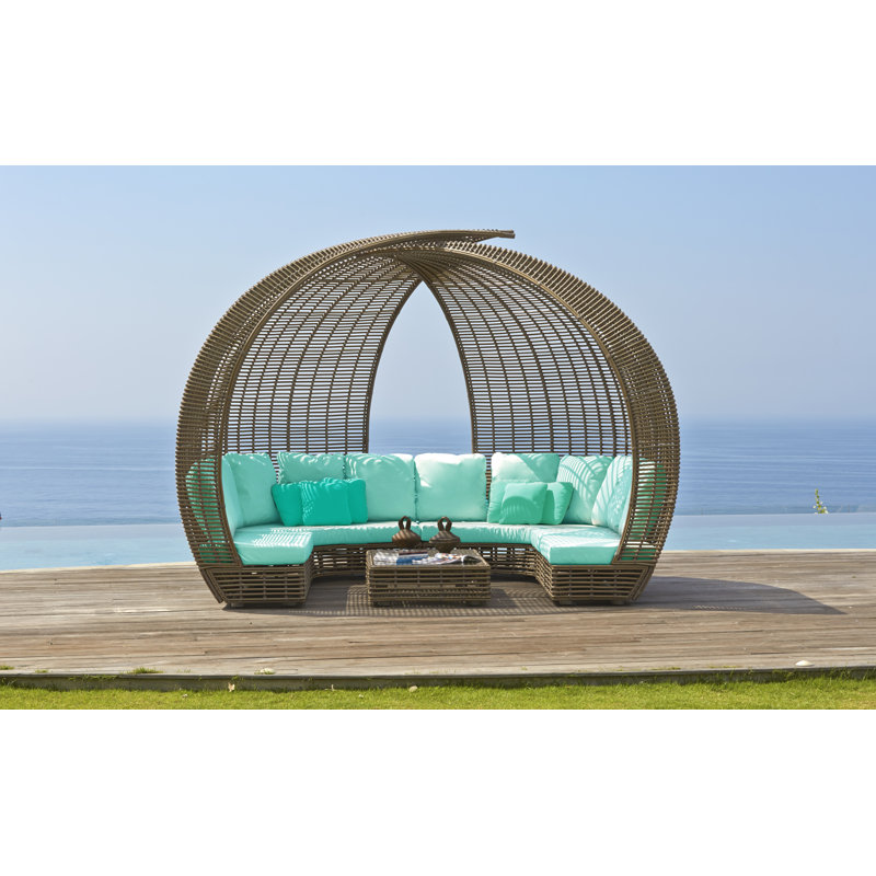 Sparta Outdoor 8 - Seat Patio Sectional, Kubu Mushroom, Canvas Aruba Sunbrella® Canvas
