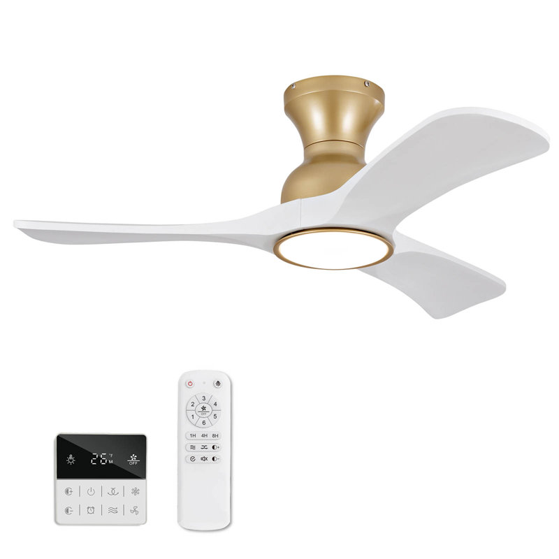 Ventilateurs de plafond avec lumières, Doré, Bois blanc