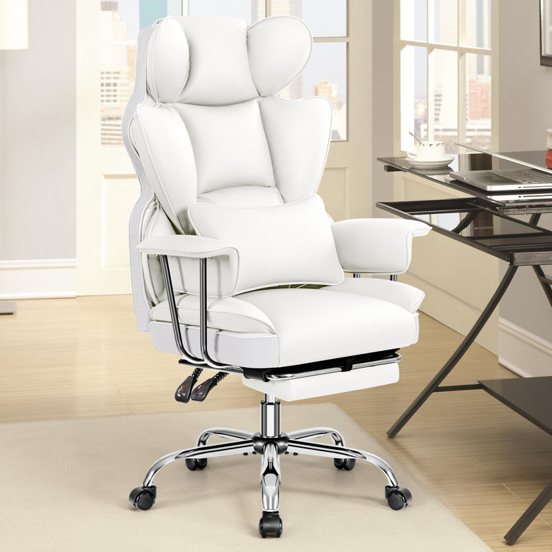 Faux Leather Executive Computer Chair, White
