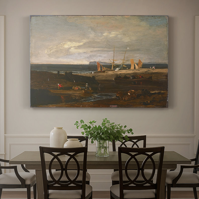 Scène côtière avec des marins et des bateaux-J.M.W. Toile tendue Turner-Gallery-c. début du 19e siècle, 40 po x 60 po