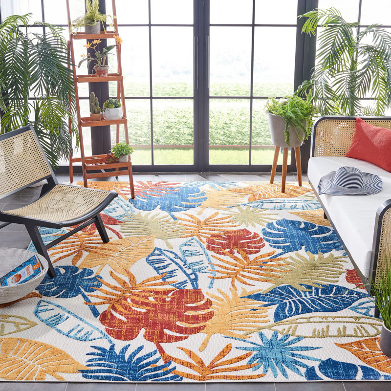 Tapis d'intérieur / extérieur à motif floral Anakin Performance, Rectangle 4 pi x 6 pi