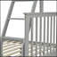 Lit simple superposé au-dessus d'un lit double, lit superposé en bois avec échelle et garde-corps gris