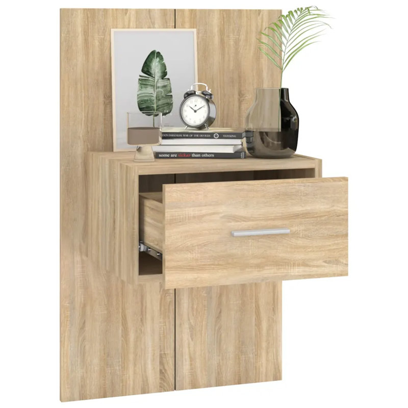 Mazzola Wall-mounted Bedside Cabinet, 1, Sonoma Oak