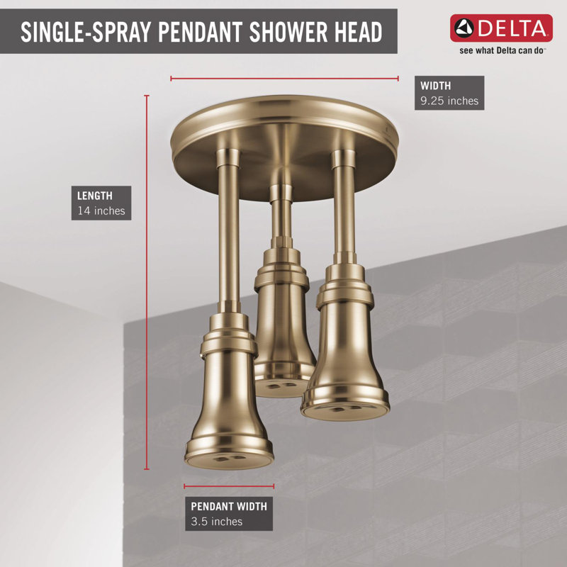Pendant Full Rain Fixed Shower Head H2Okinetic Technology, Champagne Bronze