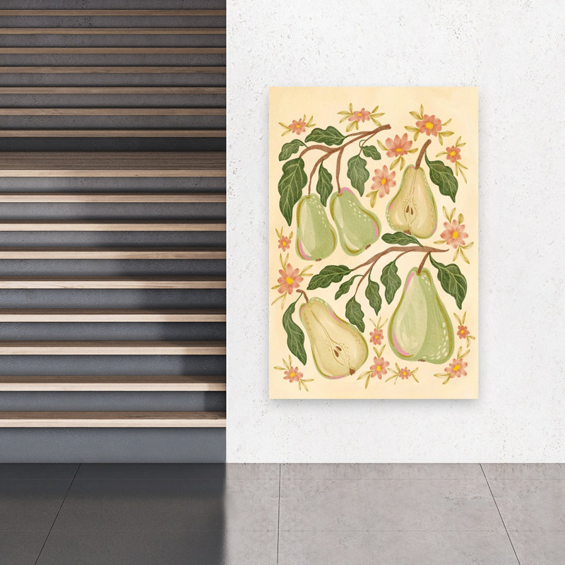 «Sweet Green Pears», art mural rétro naturel rustique avec fruits