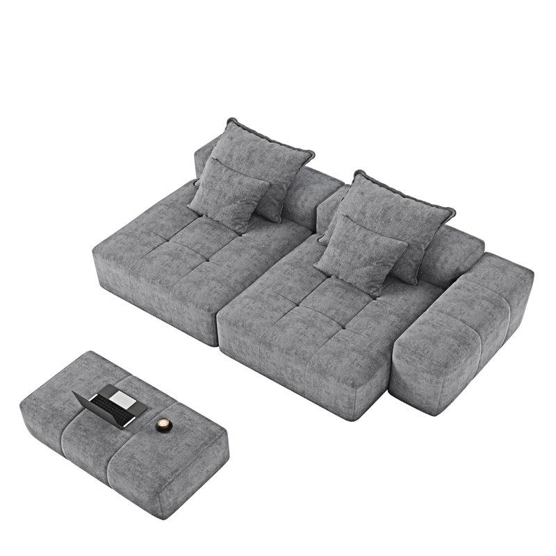 Canapé modulaire modulaire avec coussins, Gris