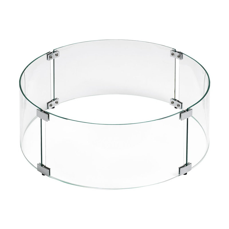 Elegant Round Propane Fire Pit Glass Flame Guard, 23-Inch