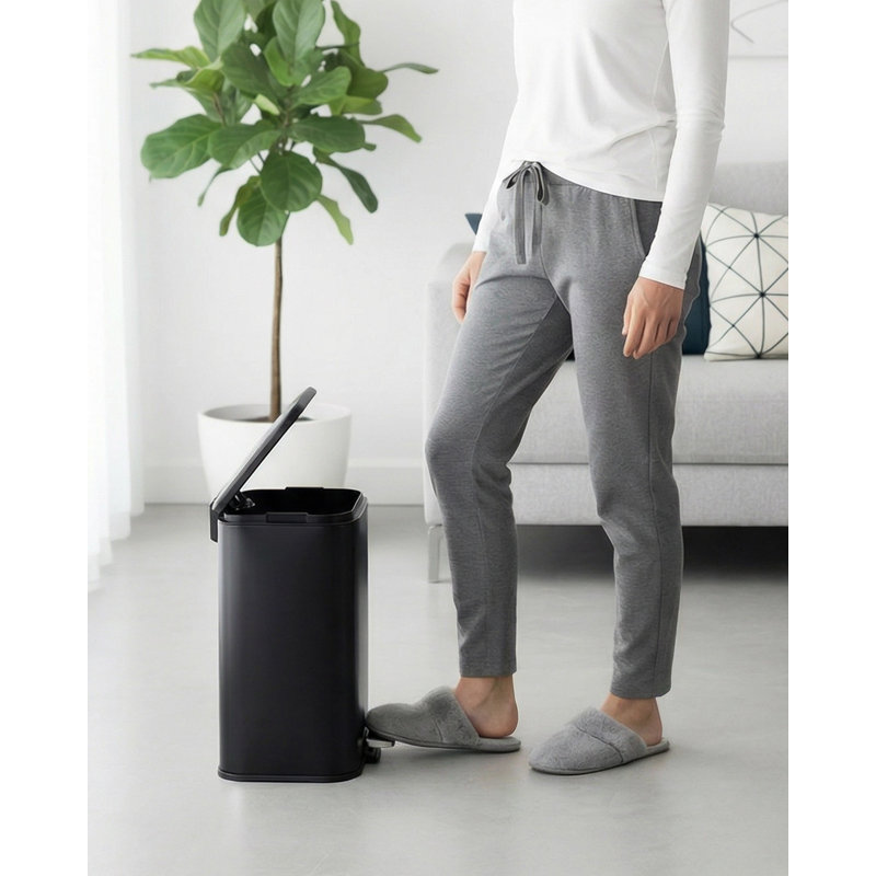 Poubelle de cuisine 5,2 gallons / 20 L, poubelle à marches avec couvercle à fermeture en douceur, bac de recyclage en acier inoxydable avec seau intérieur amovible, poubelle rectangulaire pour le salon, le bureau