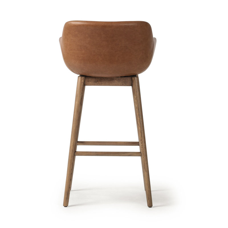 Hannah Swivel Stool, Sonoma Chestnut/Genuine Leather, Bar Stool (30.5" Seat Height), Amber Ash