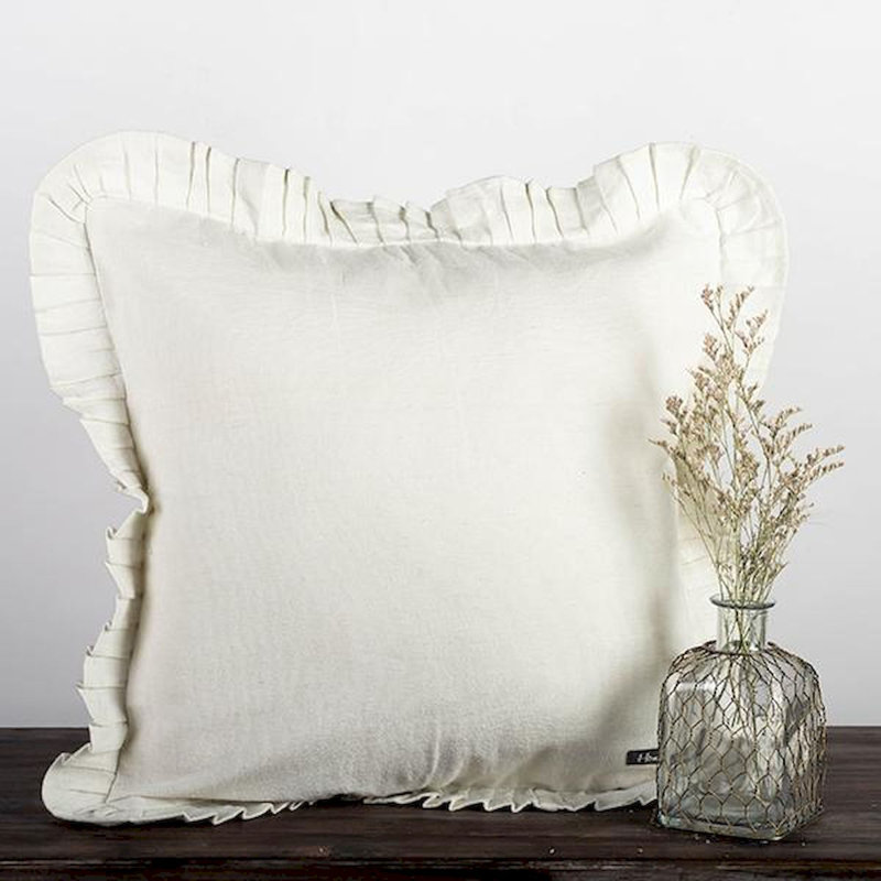 Housse de coussin blanche à volants, Blanc