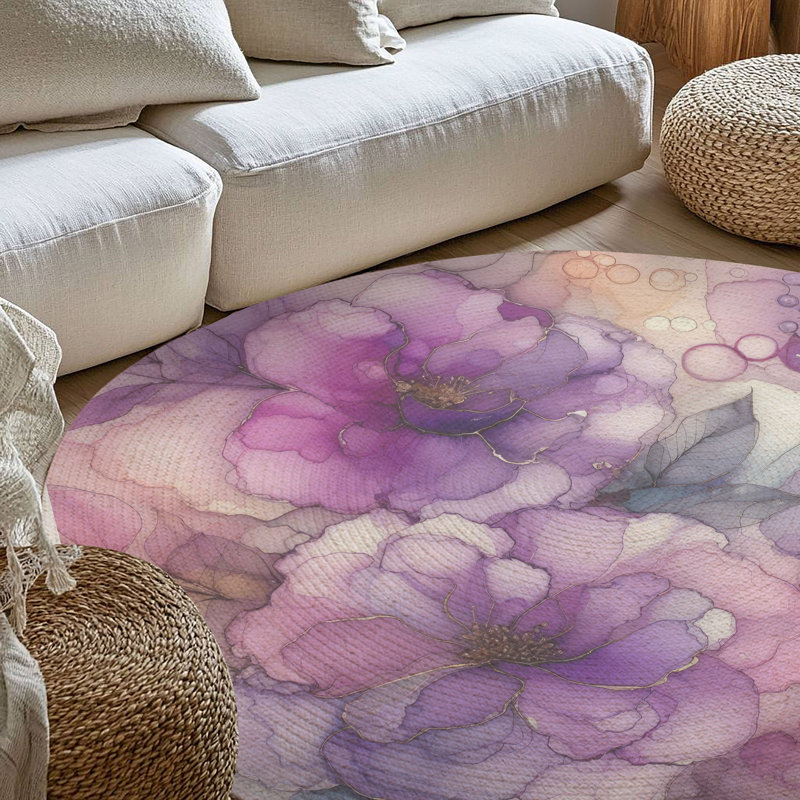 Tapis tressé irisé lilas, Rond 5 pi