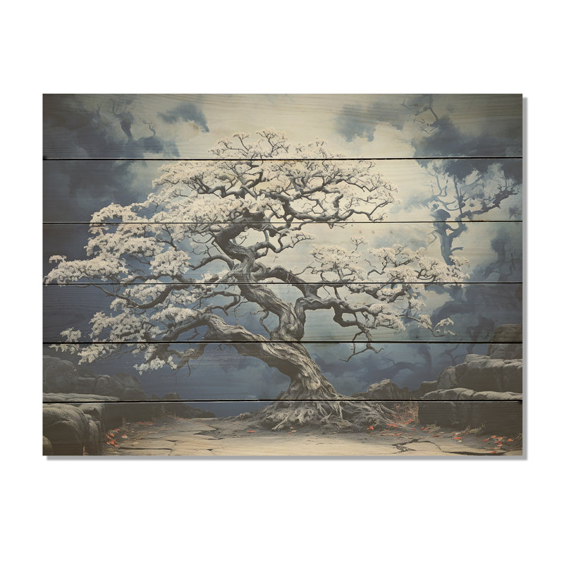 Éveil fauve du chêne bleu - Art de chêne sur bois de pin naturel, H 10 po x l 20 po