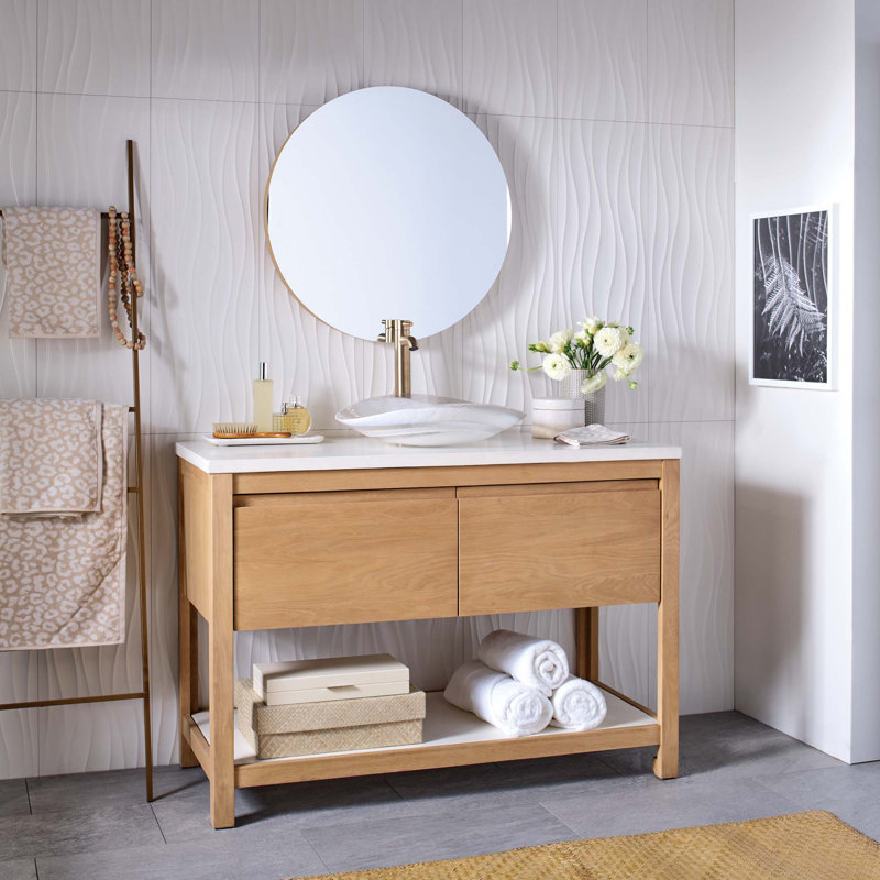 Ensemble de meuble-lavabo simple 49 po Solace, Chêne lever de soleil, Perle