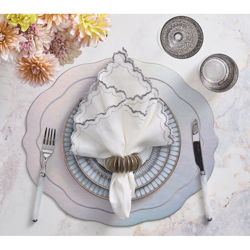 Arches Napkin, White/Silver