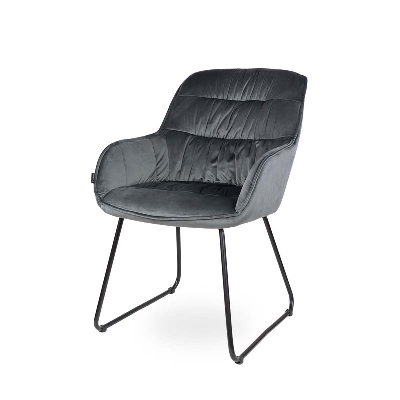 Martha 47cm H Tufted Velvet Upholstered Armchair, Dark Grey