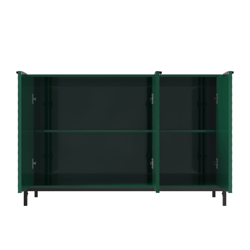 Armoire 3 portes à haute brillance avec pieds en métal pour la salle à manger, Vert