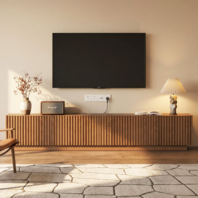 86.6 Inch Wooden Tv Stand For Tvs Up To 90 Inches With Storage