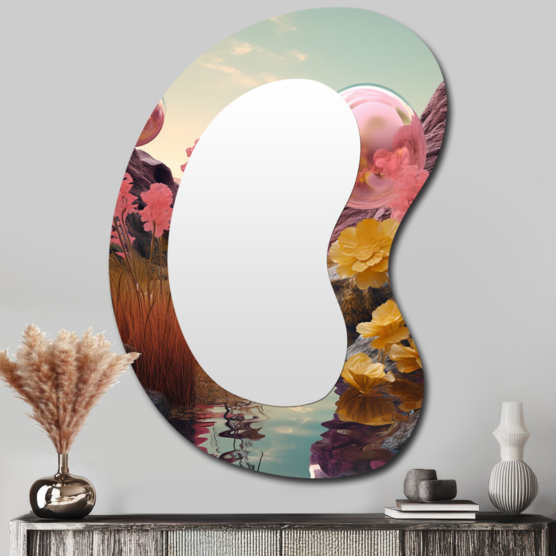 Miroir mural rose unique au-dessus de Dream River, 39 po x 28 po