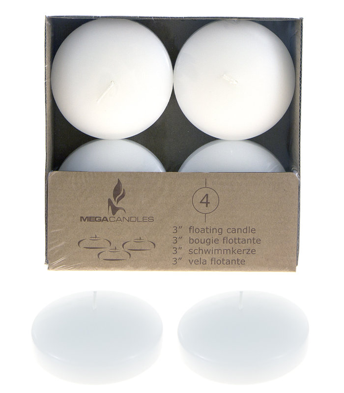Set of 4 White Paraffin Floating Party Candles