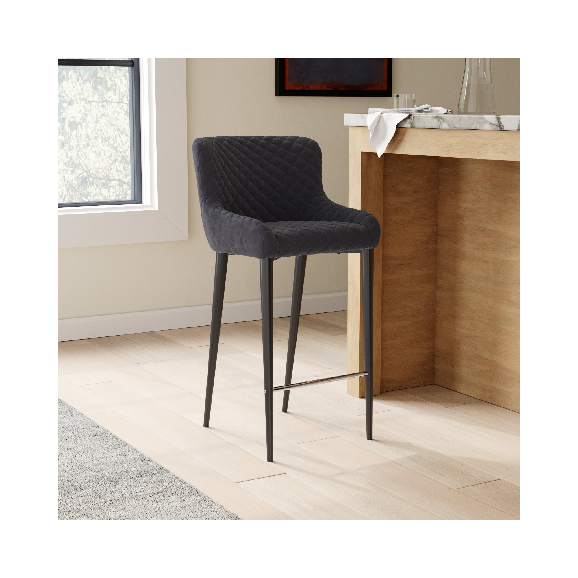 Carly Counter & Bar Stool, Counter Stool (26" Seat Height), Gray
