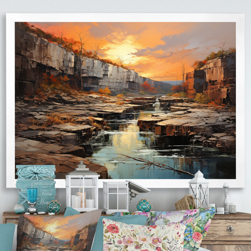 Neveda Canyon Scenery II - impression, H 16 po x l 32 po x P 1 po, Cadre simple blanc