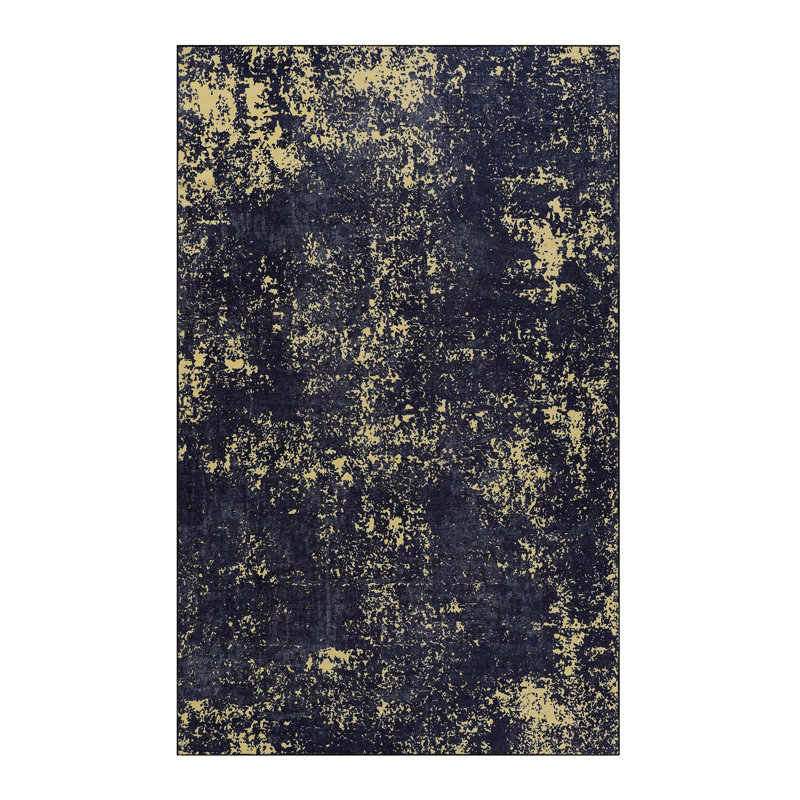 Tapis noir lavable (noir et doré), Rectangle de 5 pi x 8 pi
